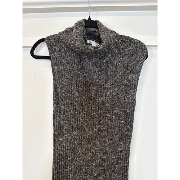 Max Studio Sleeveless Heather Gray/Black Long Knit Turtleneck Sweater Dress, S - Picture 2 of 5